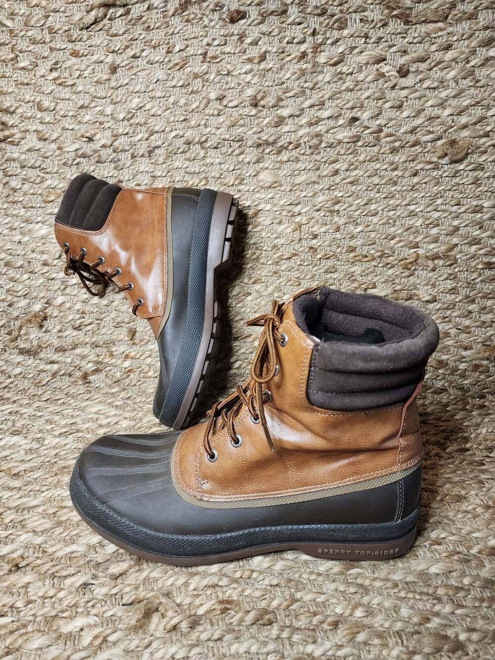 Sperry Mens 10 Cold Bay Warm Winter Snow Rain Boots Waterproof Leather Tan/Brown